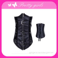 Black Leather Corset with Buckle Belt